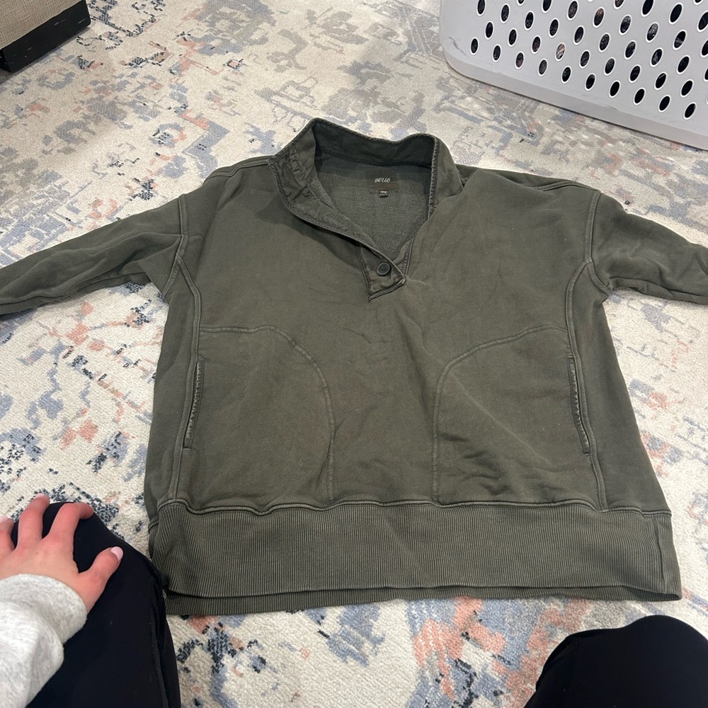 Olive Green Pullover Sweatshirt